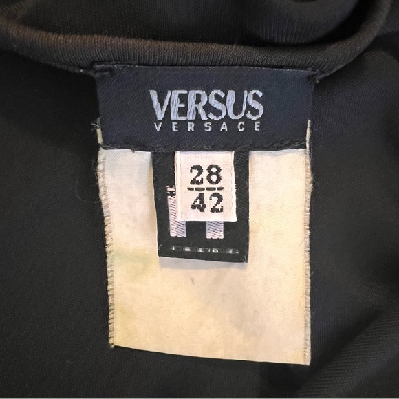 Versus Versace Black Midi Dress with Embroidered Cuffs Size 28/42 (USA 6) GUC - Picture 6 of 7